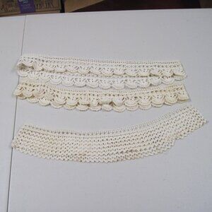 Vtg Estate Crocheted CLOSED STRIPS White- Cream Doilies (set of 3)